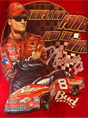 Vintage Dale Earnhardt Jr Chase Authentics T Shirt Sz L Red NASCAR Racing Bud